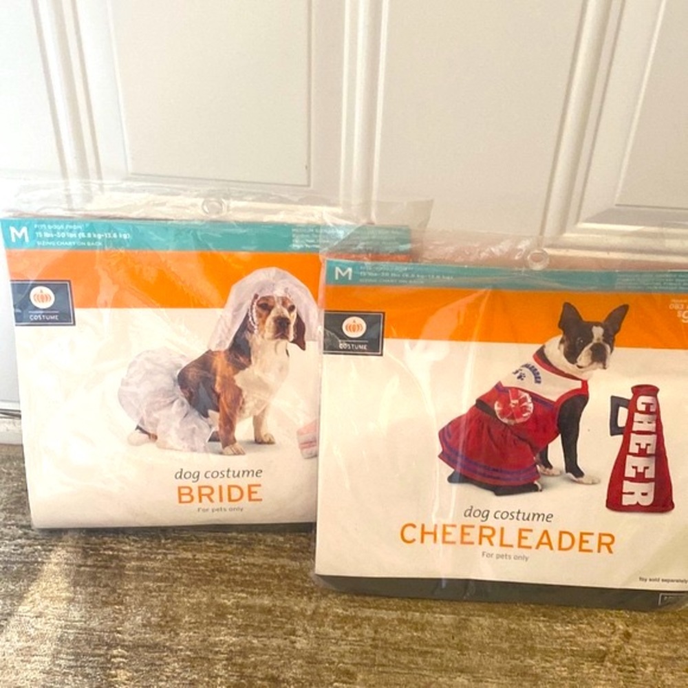 Target Dog Halloween Costumes Bundle Medium Cheerleader & Bride 2pc Set